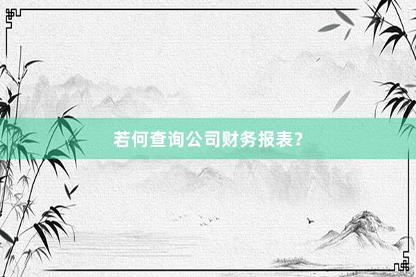 若何查询公司财务报表？